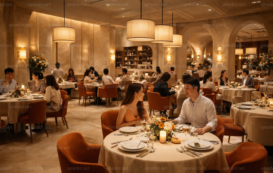 Demo nhà hàng tone nâu cam