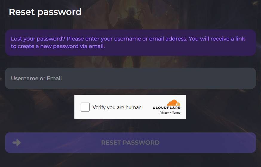master account psw lost