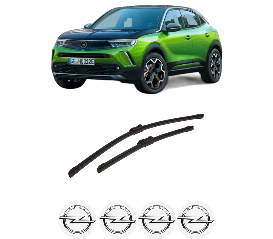 Set stergatoare auto OPEL MOKKA din 2020-2024, pentru parbriz auto, 2 bucati, Bosch Aerotwin, din cauciuc siliconat rezistent, 4 Stickere Auto OPEL