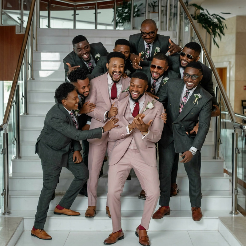Ethiopian professional in a premium black Italian suit standing in luxury interior