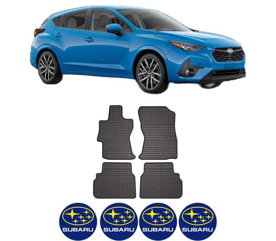 Set covorase presuri SUBARU IMPREZA | GK, GT din 2006-2014, auto, din cauciuc thermoplastic, 4 Stickere auto cu SUBARU