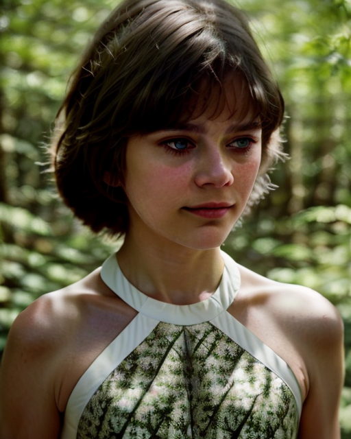 00110-2213687115-2730-(AlSe_0.8), A woman in a summer dress, against the background of a forest, clo
