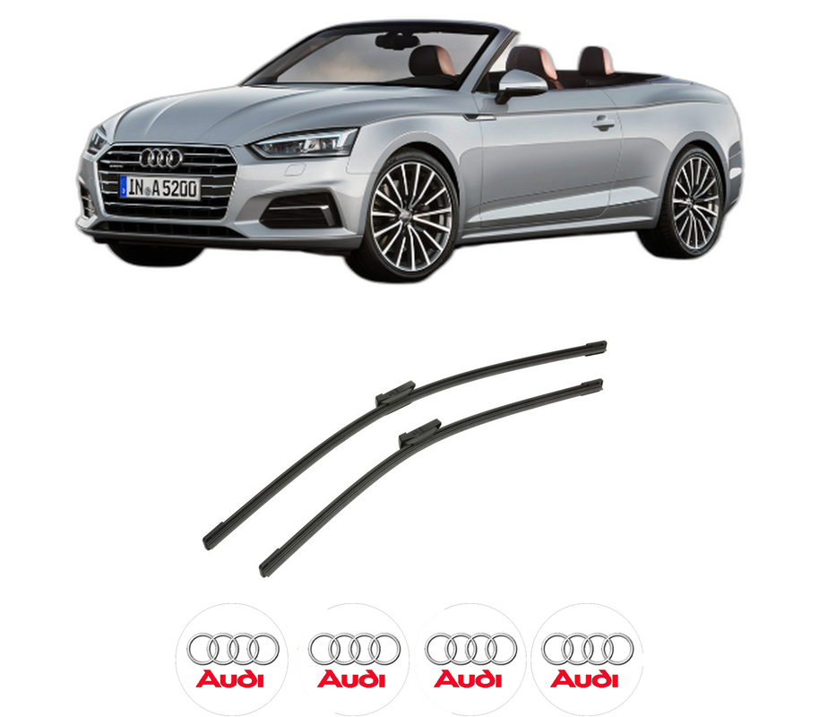 Set stergatoare auto AUDI A5 Convertible (F57, F5E) din 2016-2020, pentru parbriz auto, 2 bucati, Bosch Aerotwin, din cauciuc siliconat rezistent, 4 Stickere Auto AUDI