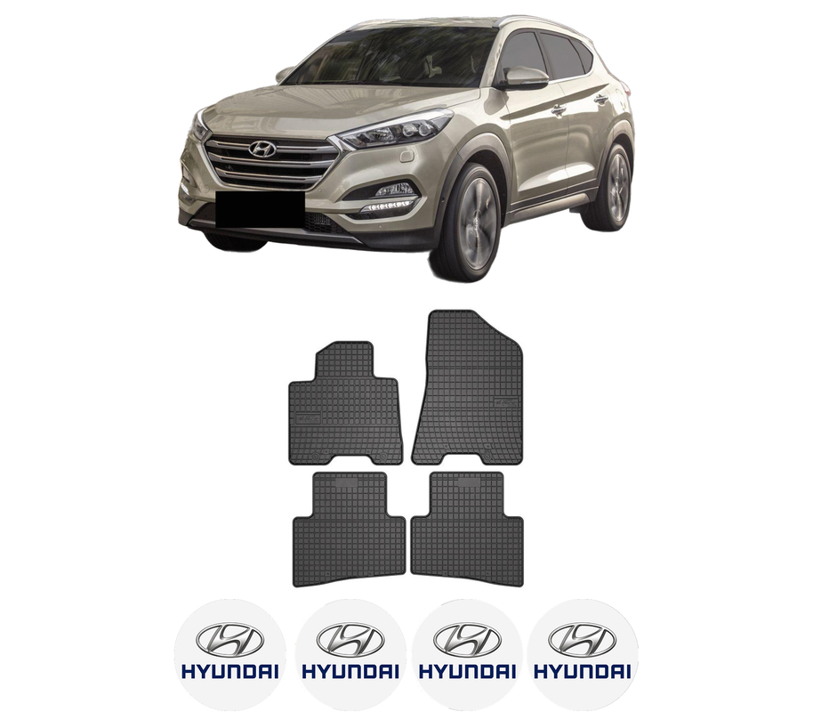 Set covorase presuri HYUNDAI TUCSON (TL, TLE) din 2015-2023, auto, din cauciuc thermoplastic, 4 Stickere auto cu HYUNDAI
