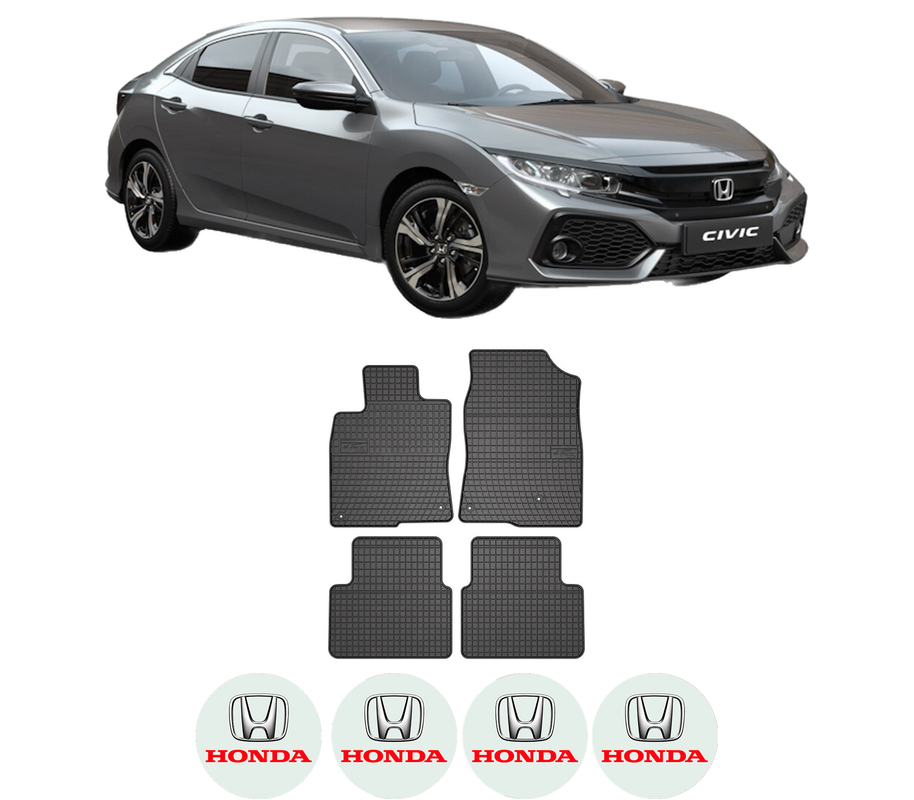 Set covorase presuri HONDA CIVIC X Saloon (FC_) din 2015-2022, auto, din cauciuc thermoplastic, 4 Stickere auto cu HONDA