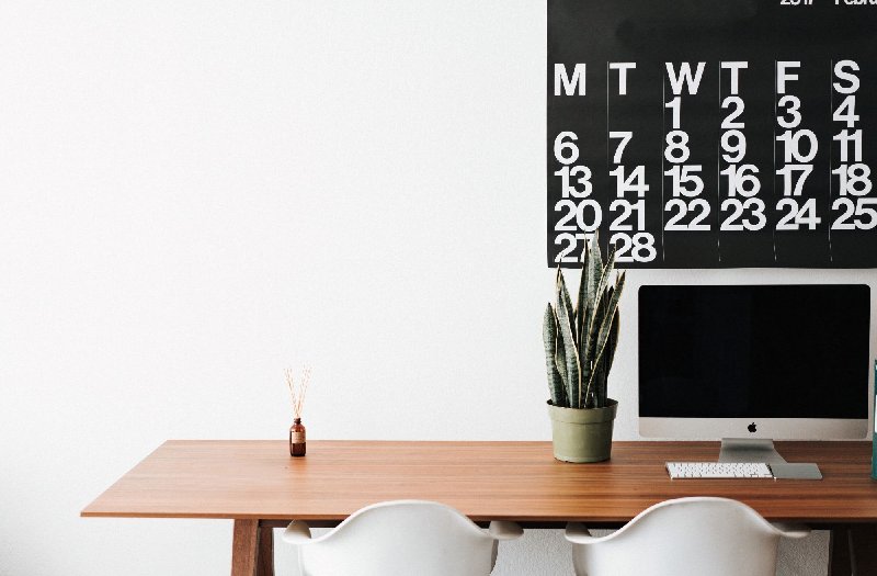 desk with plant