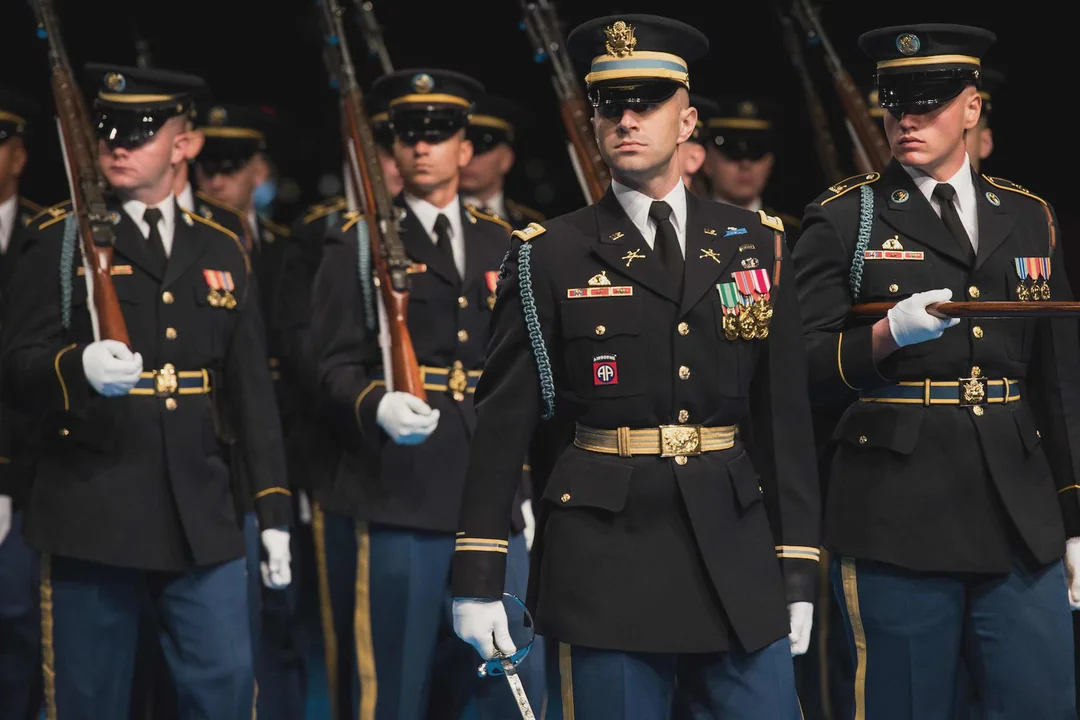 Military school cadets in formation
