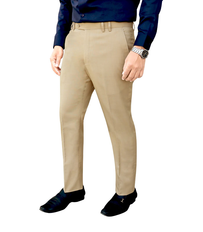 Men’s Formal Trouser Slim Fit Plain Front Cross Pocket Color: 907(45 KHAKI Color)