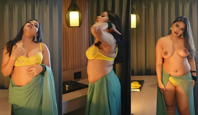 Anjali Gaud Horny Green Saree New viral video