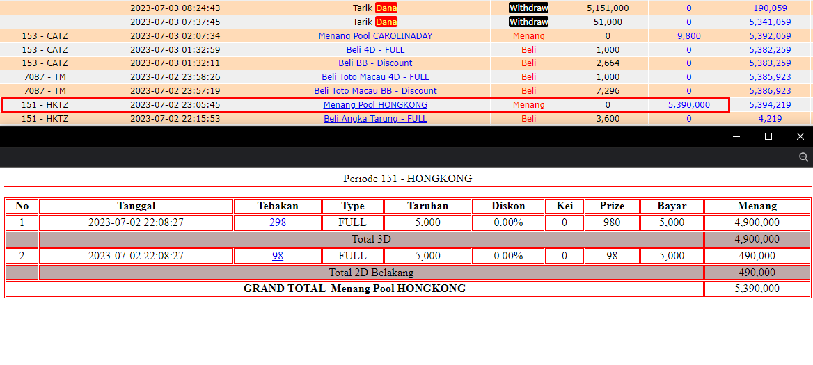 Bukti JP togel hari ini