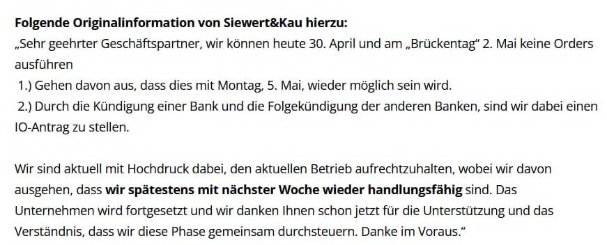 IT-Distributor Siewert & Kau: Insolvenz zum 5.5.2025 bestätigt