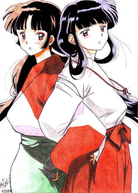 Hình vẽ Kikyou, Kagome, Sango bộ Inuyasha - Page 18 Sango_and_kikyou_by_thebartokyon-d2xubnk