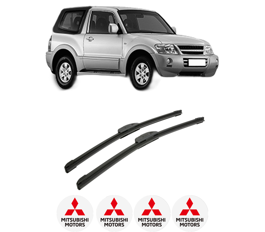 Set stergatoare auto MITSUBISHI PAJERO III Canvas Top (V6_W, V7_W) din 2000-2006, pentru parbriz auto, 2 bucati, Bosch Aerotwin Retrofit, din cauciuc siliconat rezistent, 4 Stickere Auto MITSUBISHI
