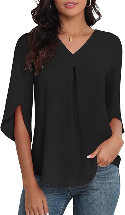 LAOLASI Summer Chiffon Tunic Blouse