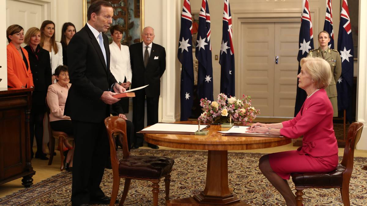 Tony Abbott being sworn in as Prime Minister of Australia