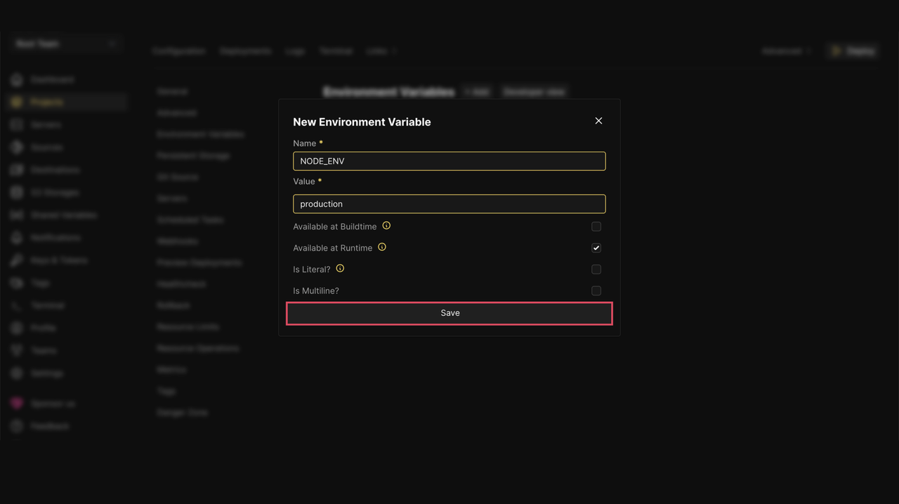 Save Environment Variable