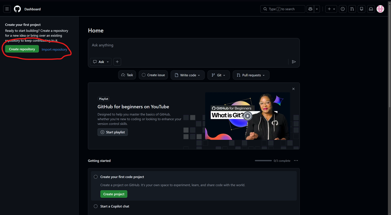 Create Repo Button