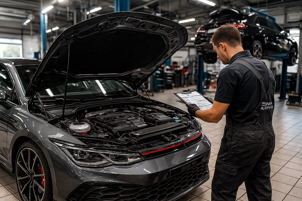 Werkplaats SNM Autoworld – auto met open motorkap