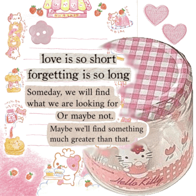 note with paper text and hellokitty jar left