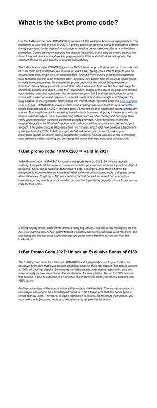 1x Bet Promo Code 2027 130 Welcome Deal