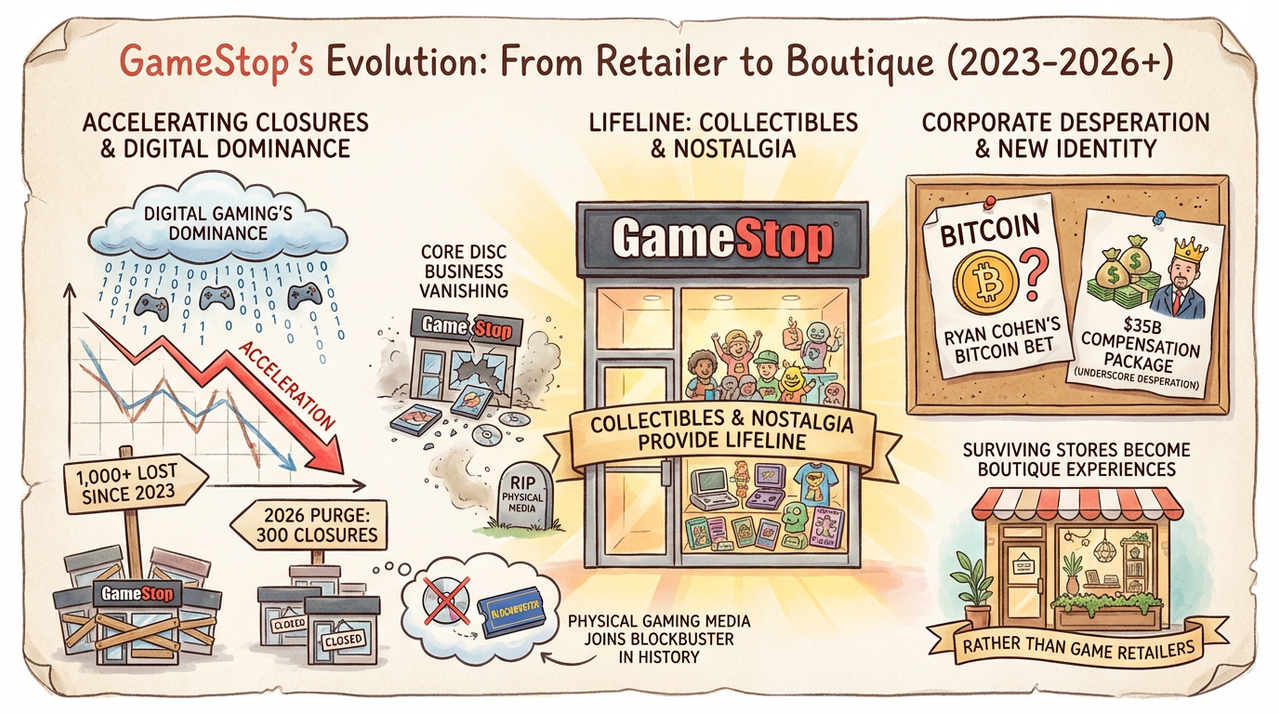 empty shopping mall storefront with closed GameStop sign