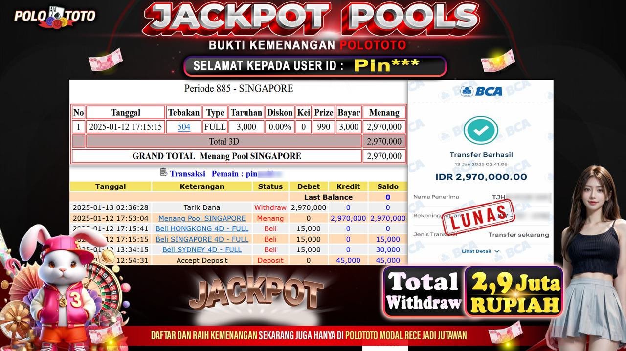 POLOTOTO JACKPOT TOGEL PASARAN SINGAPORE Rp.2,970.000,-