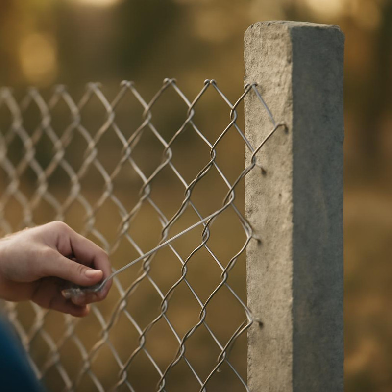 Натяжка сетки-рабицы между столбами забора