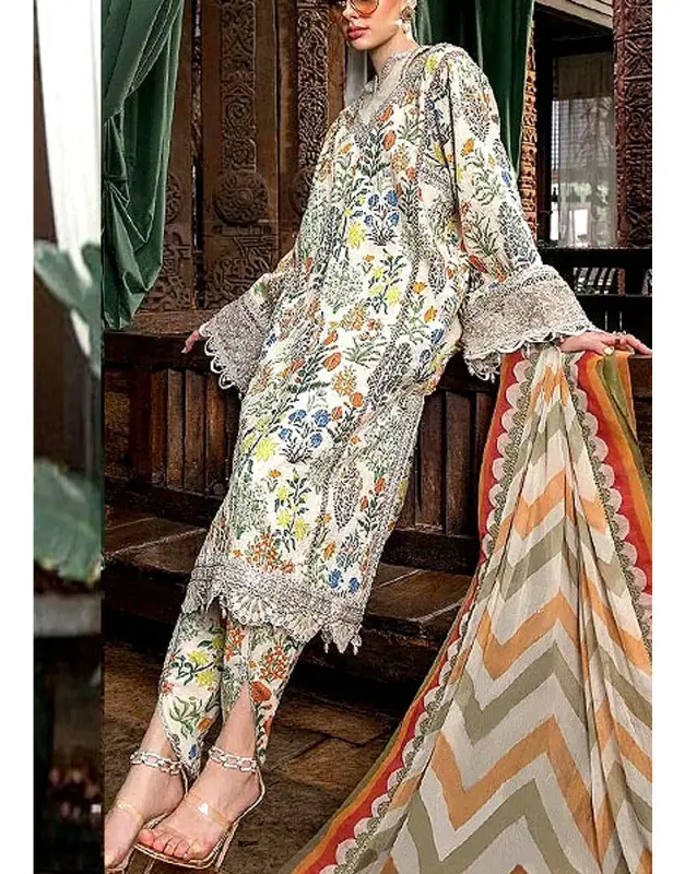 All-Over Print Embroidered Lawn Dress Chiffon Dupatta 2026