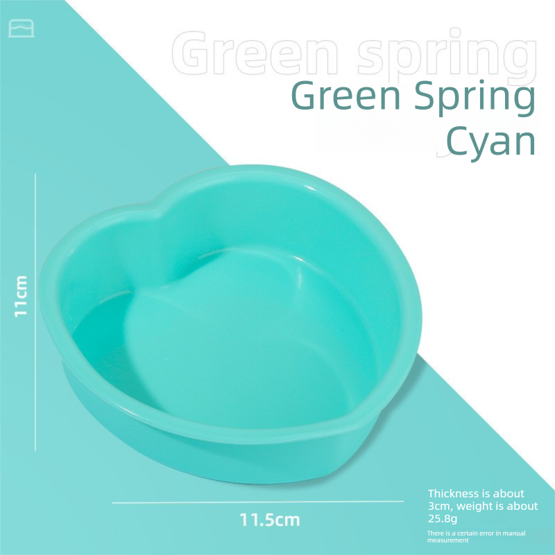 Heart Shaped Silicone Baking Mould - Non-Stick Mousse Cake & Jelly Pan - Easy Release Polished Interior for Valentine's Day Desserts (Green Spring Cyan, 11.5cm)