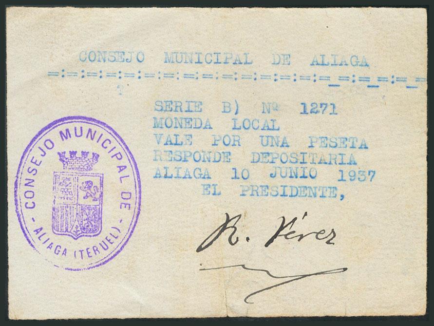 1 Peseta Aliaga, 1937 (Teruel) 727-1-Aliaga-Iberoin-30-dsept-2020