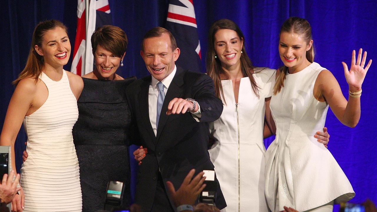 Tony Abbott with his wife and daughters