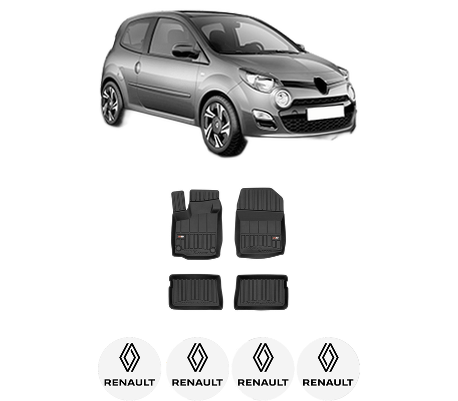 Set covorase presuri RENAULT TWINGO II (CN0_) din 2007-2014, auto, din cauciuc thermoplastic, 4 Stickere auto cu RENAULT
