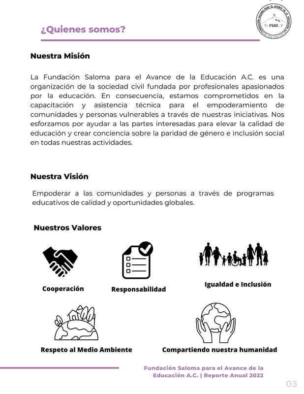 Quienes somos charts and graphs