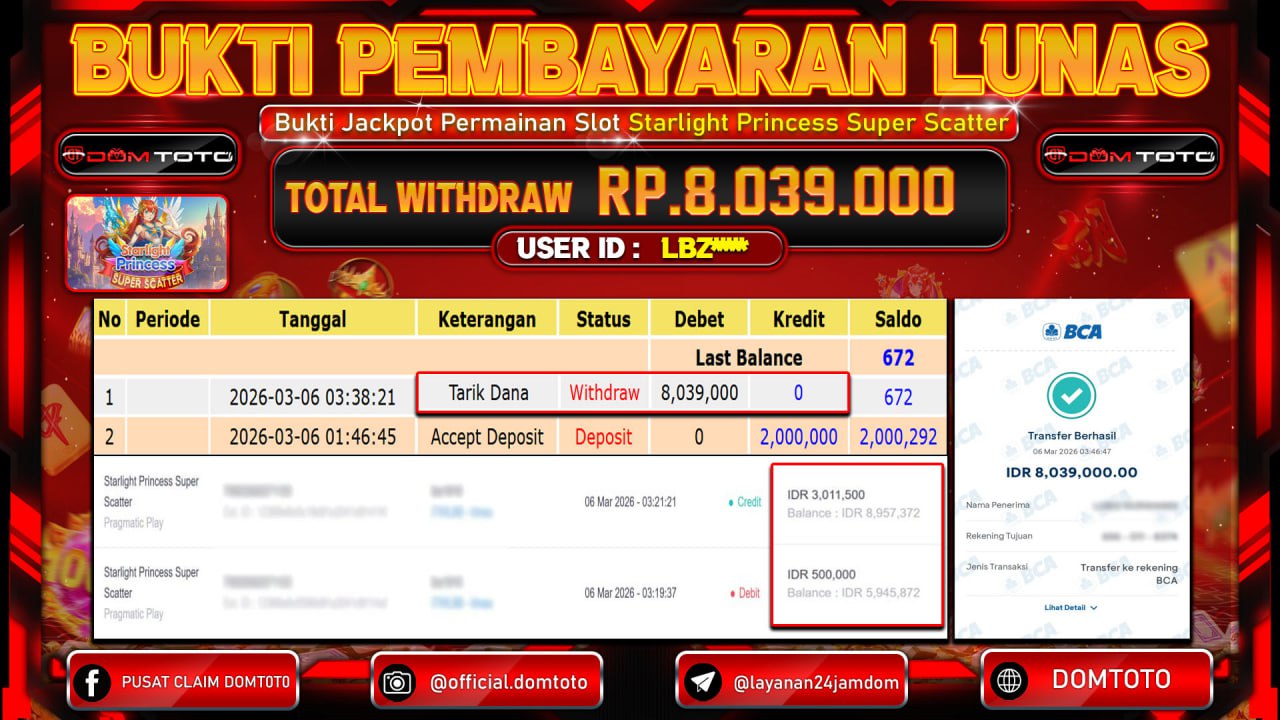 JACKPOT SLOT Starlight Princess Super Scatter Pragmatic Play 06 MARET 2026