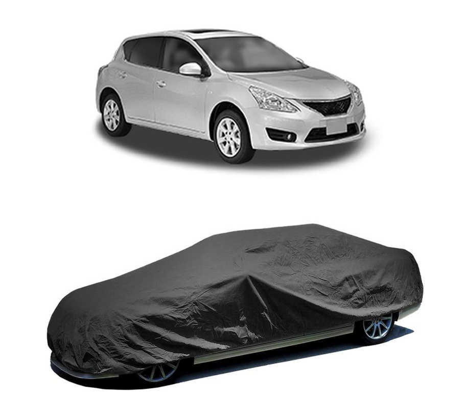 Husa tip prelata auto pentru NISSAN TIIDA Hatchback (C12) 2013,culoare negru, material textil impermeabil, rezistanta la intemperii praf UV, CARPASSION Husa Protectie