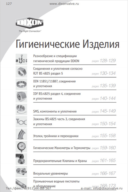 Арматура и соединения для пищепрома Dixon