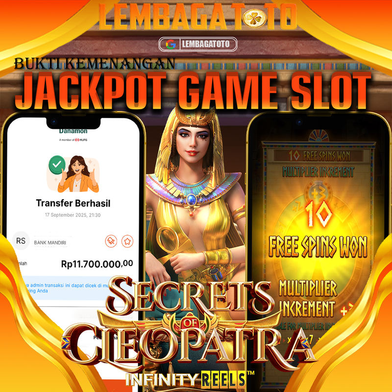 BUKTI JACKPOT 18 SEPTEMBER LEMBAGATOTO SECRETS CLEOPATRA  Rp.11.700.000,- LUNAS