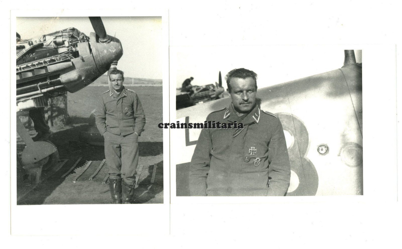 2x REPRO Foto Messerschmitt Bf 109 Flugzeug Pilot Heinrich KLÖPPER der JG51 JG1