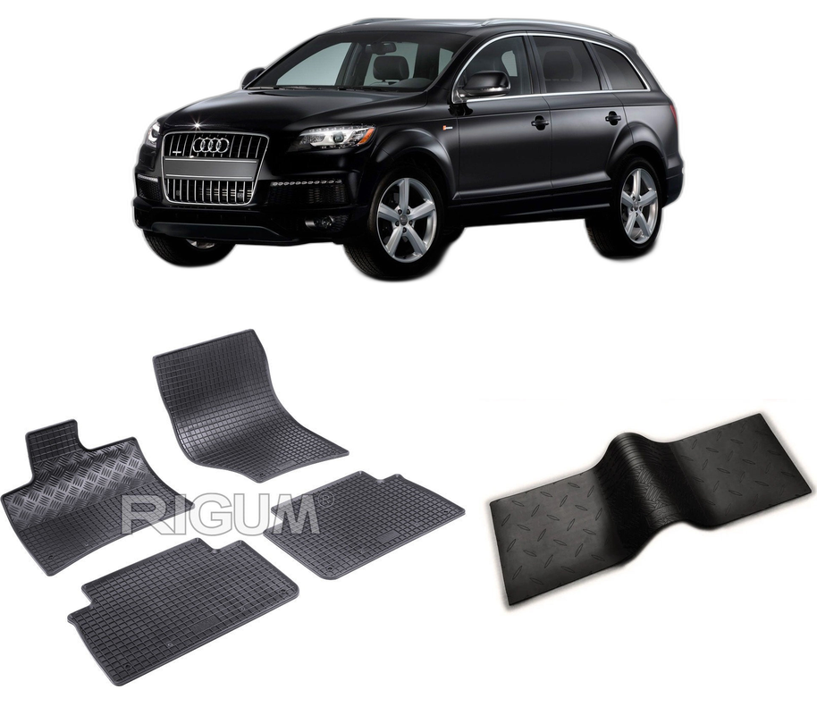 Set covorase auto AUDI Q7 4L din 03.2006-05.2015, cu covoras tunel median, CAROSERIE SUV, Presuri cauciuc 100%, compatibil cu autoturismul AUDI Q7 4L, Rigum