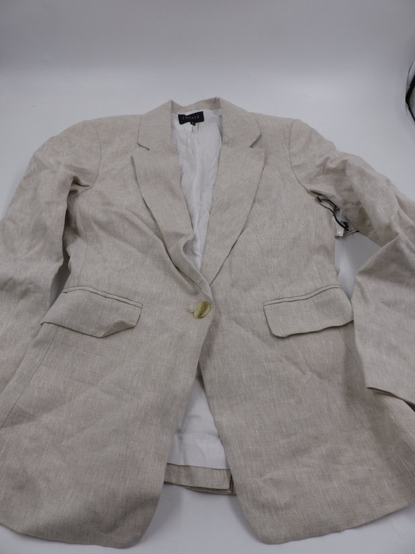 1.STATE ONE BUTTON LINEN BLAZER IN NATURAL WOMENS SIZE 2 8120507