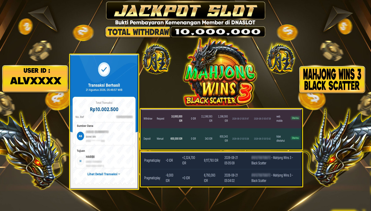 JACKPOT SLOT MAHJONG WINS 3 - BLACK SCATTER  21 AGUSTUS 2026