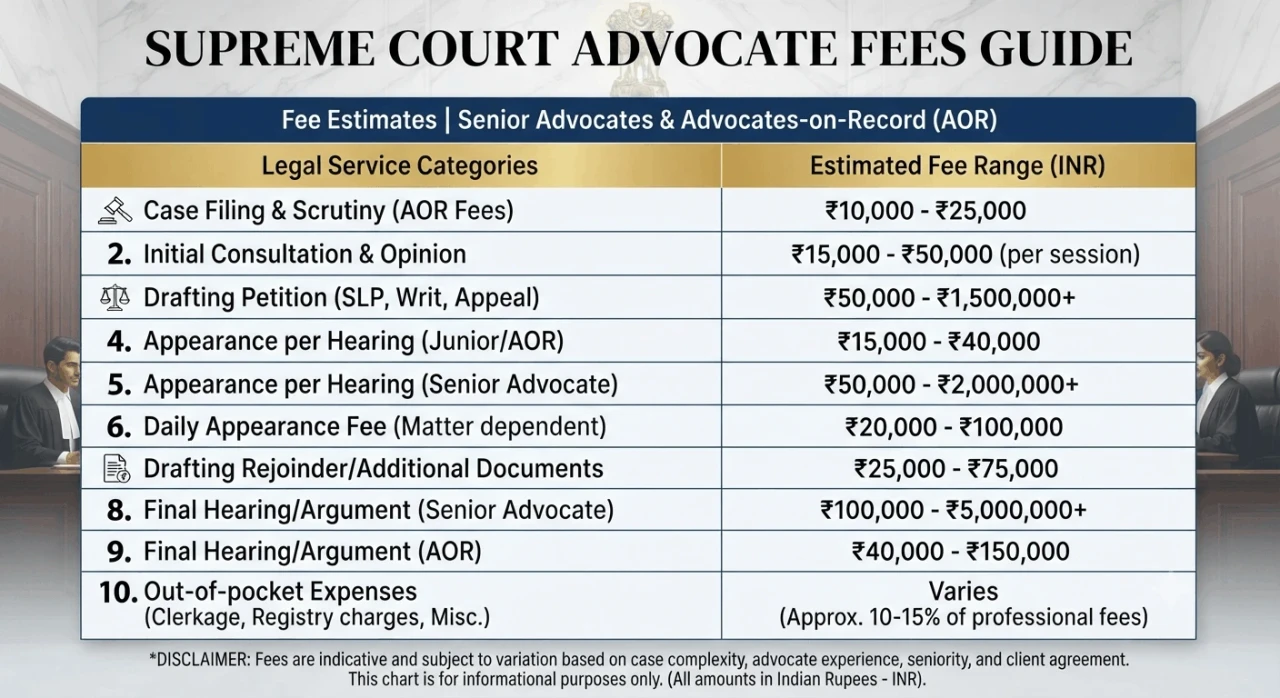 Supreme Court Advocate Fees Chart: A Complete Guide to Legal Charges