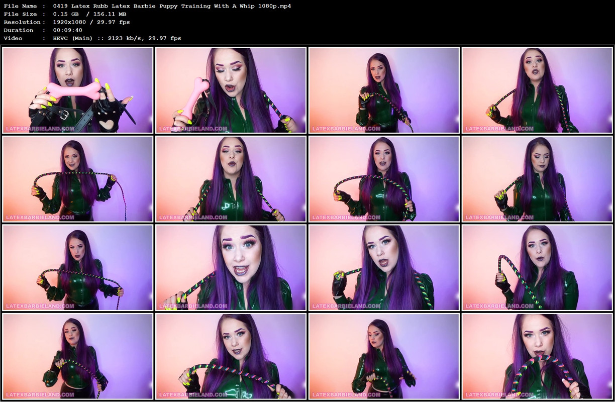 0419 Latex Rubb Latex Barbie Puppy Training With A Whip 1080p.mp4