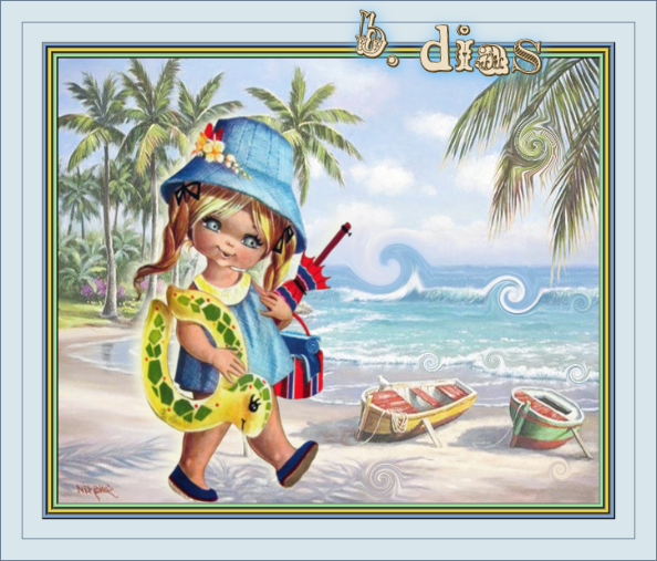 Vamos a la Playa- Fondo Swill Ondas- Marco de Colores con Paspartu  Dias