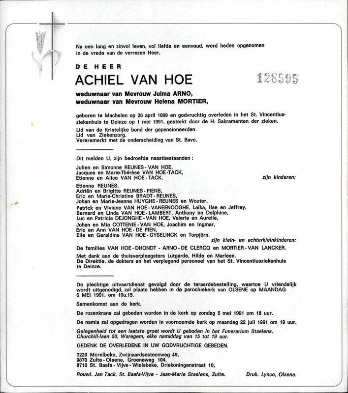 Achiel Van Hoe 1991-05-01
