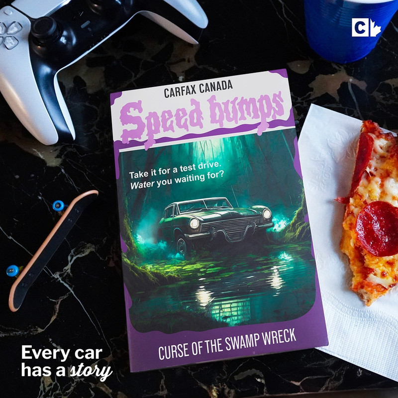 A fake book cover that resembles the Goosebumps book series with the caption Every Car Has a Story