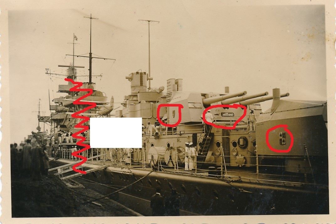 Kriegsschiff Kriegsmarine leichter Kreuzer NÜRNBERG mit Wappen u