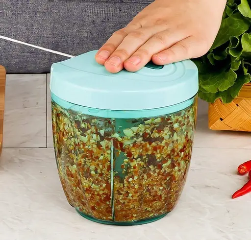 Big Size 5 Steel Blade Chopper / Handy Vegetable and Fruit Chopper / Kitchen Dori Chopper / Manual Chopper / Onion Dry Fruit Grinder / Vegetable Chopper Cutter / Salad Maker( XXL Chopper 1000ml,Pack of 1, blue) (R501)