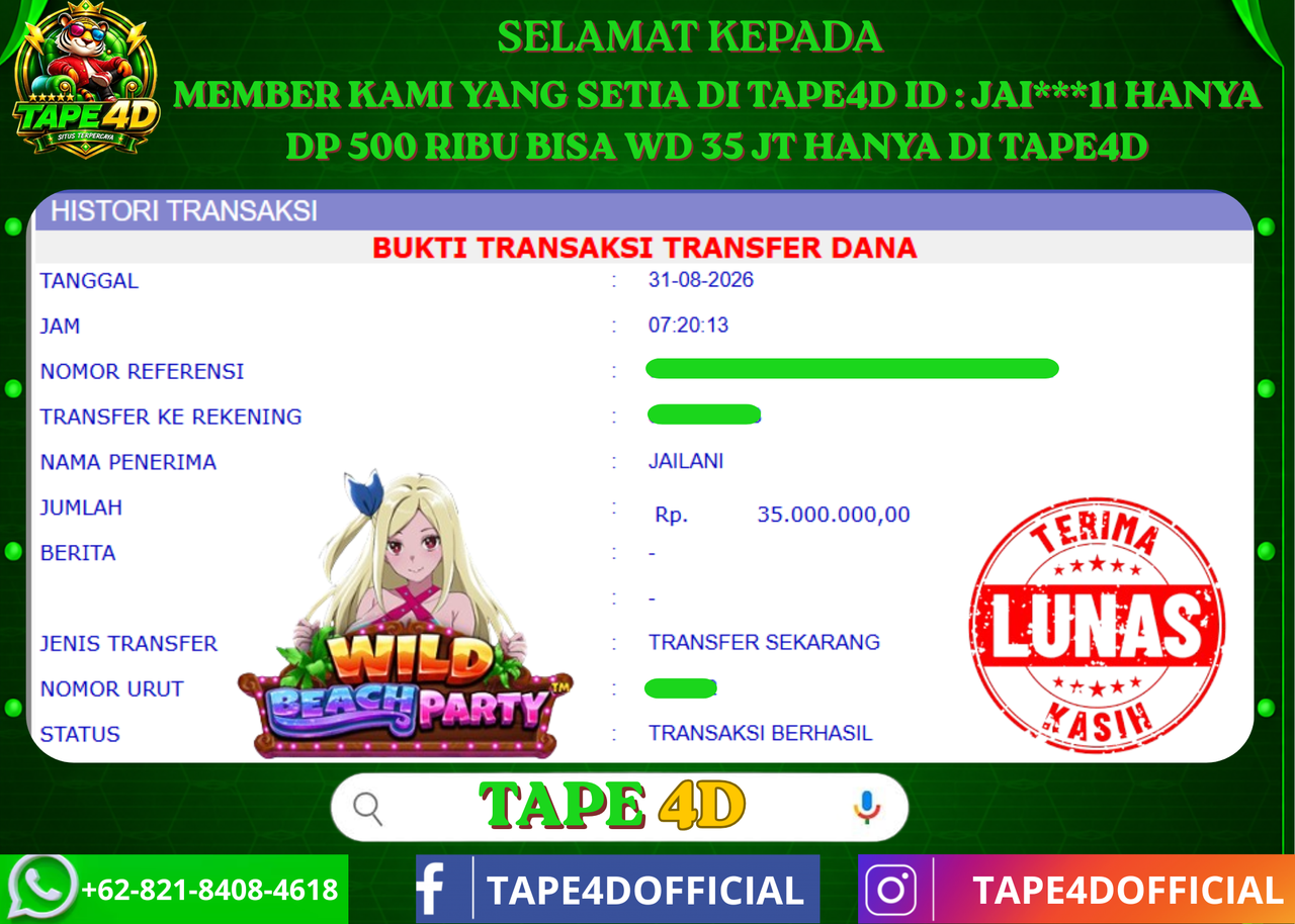 TAPE4D WILD BEACH PARTY PRAMATIC PLAY 35.000.000-LUNAS