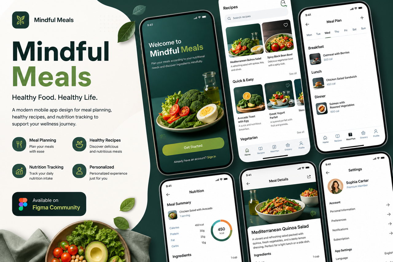Mindful Meals – Mobile App UX/UI Design for Healthy Living